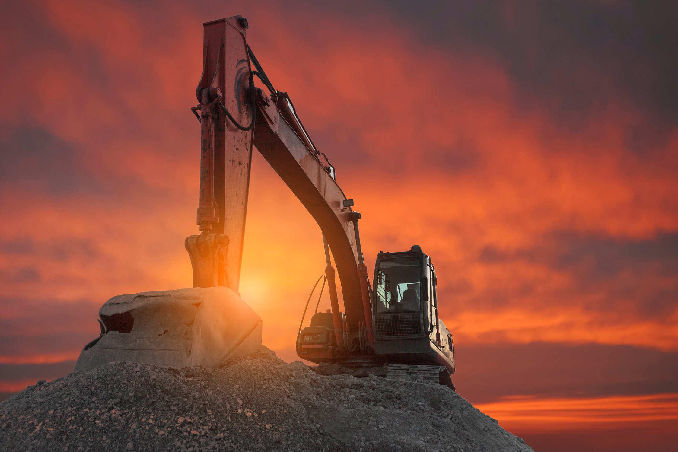 Construction equipment of  street construction. Business construction. construction site on sky background.